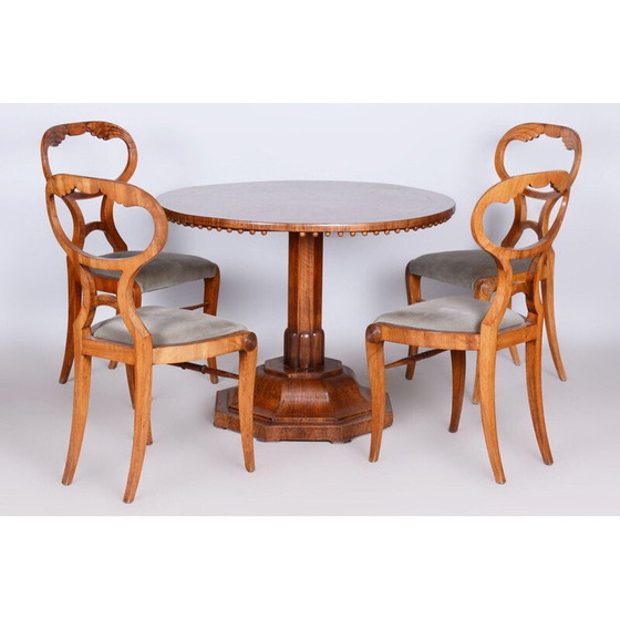 Image 1 of Set van 4 vintage Biedermeier stoelen van eiken- en notenhout, Oostenrijk 1820