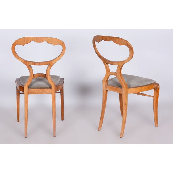 Image 1 of Set van 4 vintage Biedermeier stoelen van eiken- en notenhout, Oostenrijk 1820