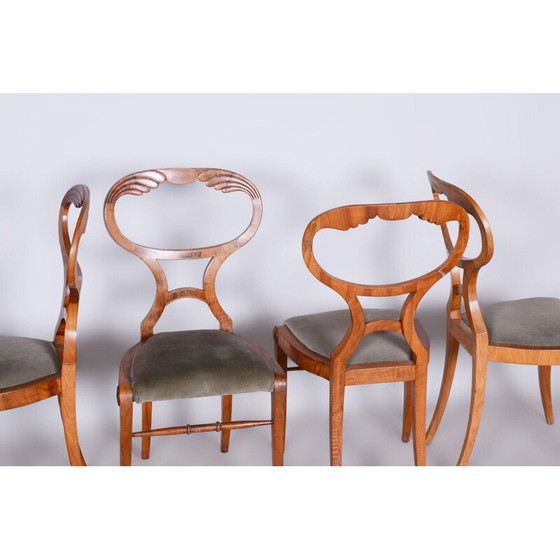 Image 1 of Set van 4 vintage Biedermeier stoelen van eiken- en notenhout, Oostenrijk 1820