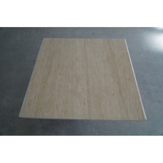 Image 1 of Vintage Scandinavische vierkante eettafel in wit marmer, jaren 1980