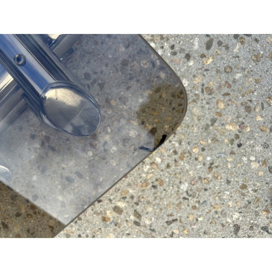 Image 1 of Vintage salontafel in chroom metaal en rookglazen blad, 1970