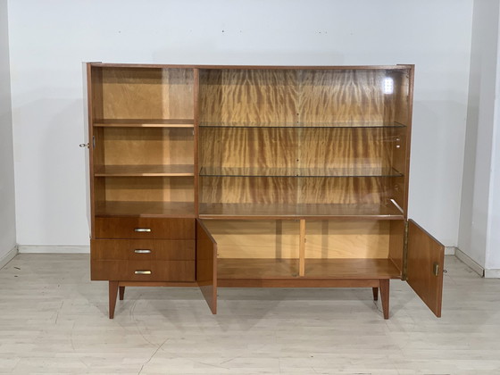 Image 1 of Midcentury dressoir vitrinekast harnas kast woonkamer kast highboard