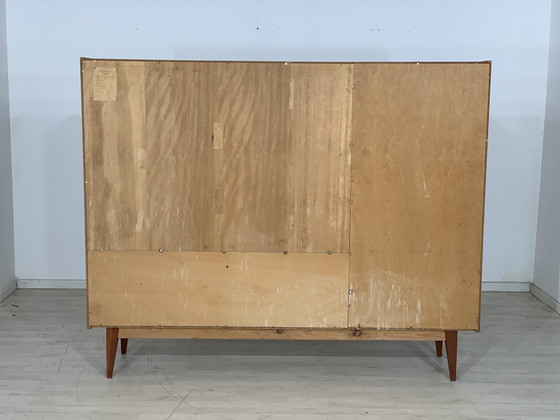 Image 1 of Midcentury dressoir vitrinekast harnas kast woonkamer kast highboard