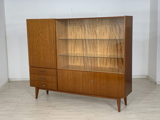 Image 1 of Midcentury dressoir vitrinekast harnas kast woonkamer kast highboard