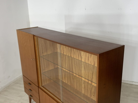 Image 1 of Midcentury dressoir vitrinekast harnas kast woonkamer kast highboard