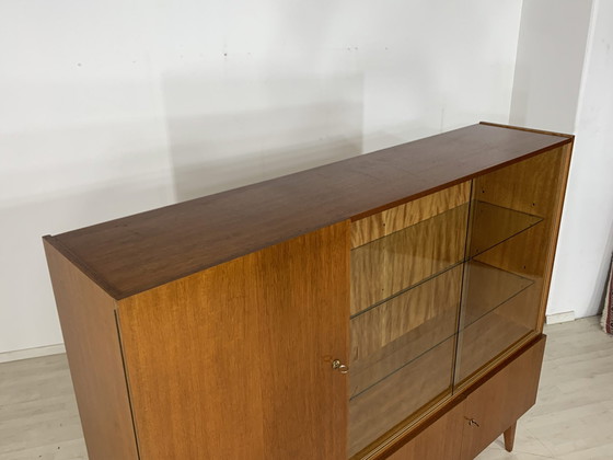 Image 1 of Midcentury dressoir vitrinekast harnas kast woonkamer kast highboard