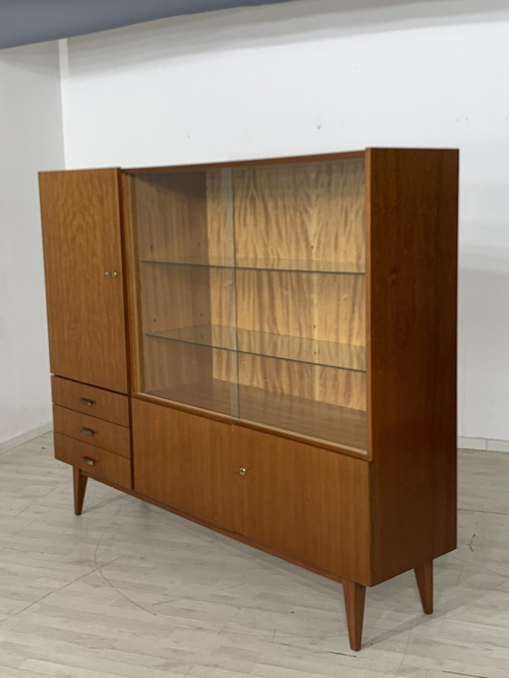 Image 1 of Midcentury dressoir vitrinekast harnas kast woonkamer kast highboard