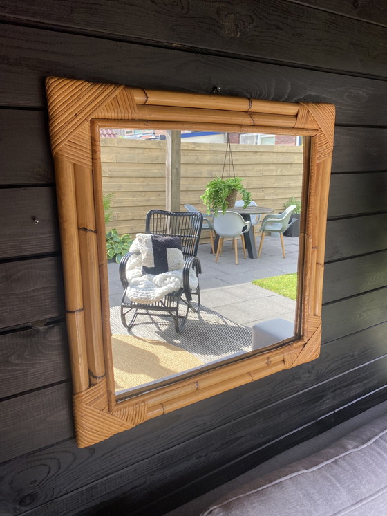 Image 1 of Vintage bamboe spiegel