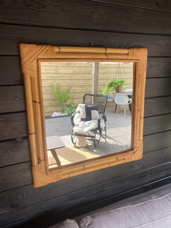 Image 1 of Vintage bamboe spiegel
