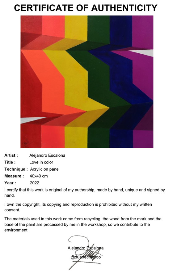 Image 1 of Schilderij - Kinetische kunst - Liefde in kleur - Alejandro Escalona - 2022