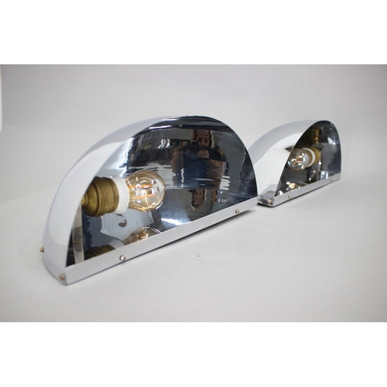 Image 1 of Paar vintage Bauhaus chromen wandlampen, Tsjecho-Slowakije 1930