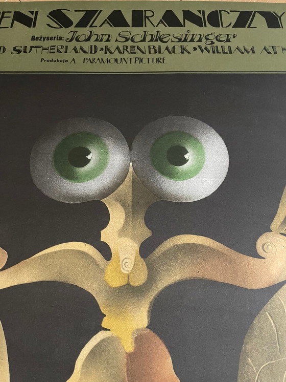 Image 1 of Rene Mulas, De dag van de sprinkhaan, 1976, originele poster: Donald Sutherland, Karen Black, Burgess Meredith