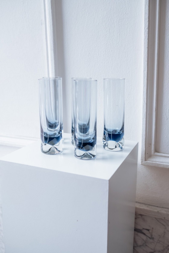 Image 1 of 5X Vintage Blauwe Italiaanse Longdrink Glazen