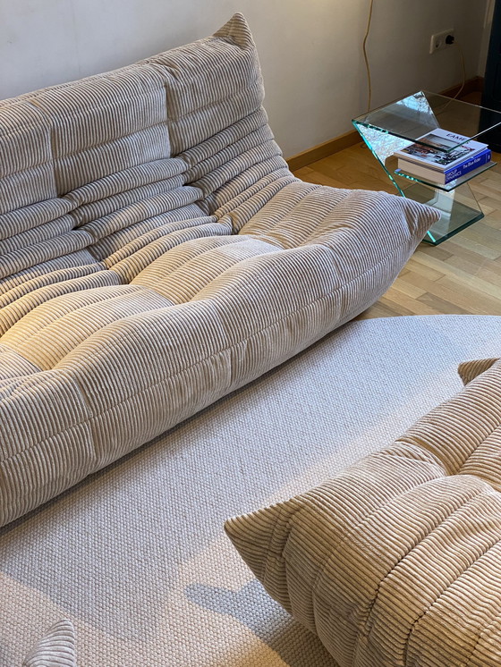 Image 1 of Ligne Roset Togo Bank Set 4-Delig - Corduroy/Rib Beige