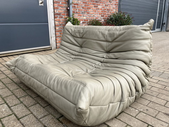 Image 1 of 100% Originele Lederen Ligne Roset Togo 2Z, 3Z En Poef Zgan!