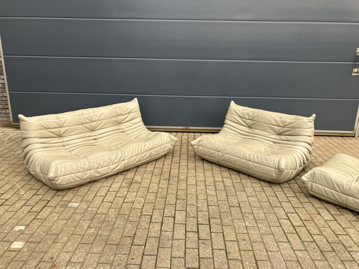 100% Originele Lederen Ligne Roset Togo 2Z, 3Z En Poef Zgan!