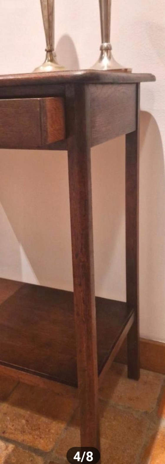 Image 1 of Strak Eiken Haltafeltje, Sidetable, Muurtafel Met Lade