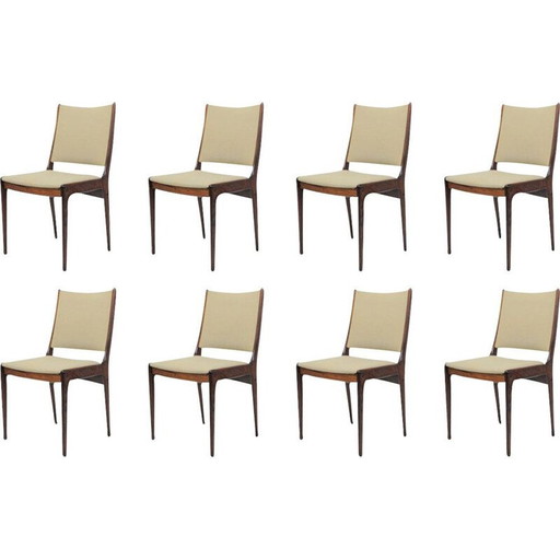 Set van 8 vintage rozenhouten stoelen van Johannes Andersen voor Uldum Møbler, Denemarken 1960
