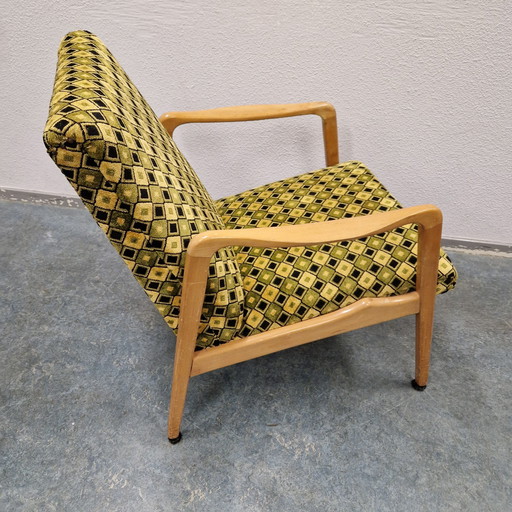 60'S Vintage Fauteuil Jaren 60 Geel Geruit