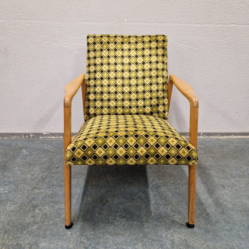 60'S Vintage Fauteuil Jaren 60 Geel Geruit