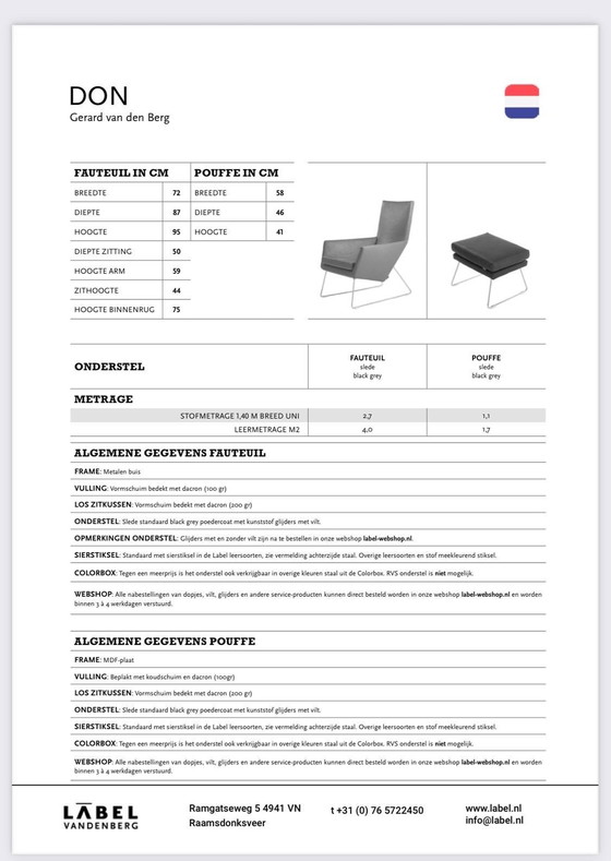 Image 1 of 2X Label Don Fauteuils Lichtgrijs Leer