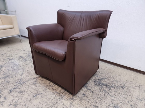 Image 1 of B&B Italia Lauriana echt leren fauteuil design fauteuil in bruin Stoel Tobia Scarpa