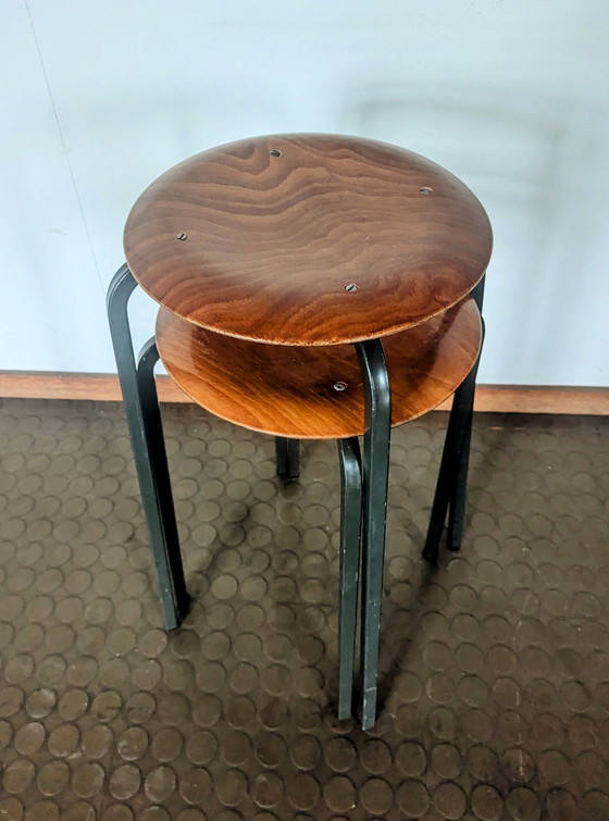 Image 1 of 2X Vintage Eromes Stools 1960S