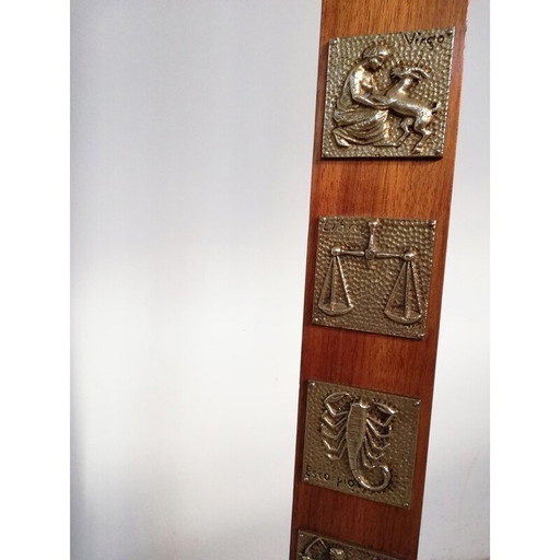 Vintage dierenriemteken vloerlamp van messing en marmer, jaren 1950