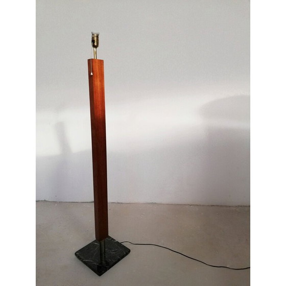 Image 1 of Vintage dierenriemteken vloerlamp van messing en marmer, jaren 1950