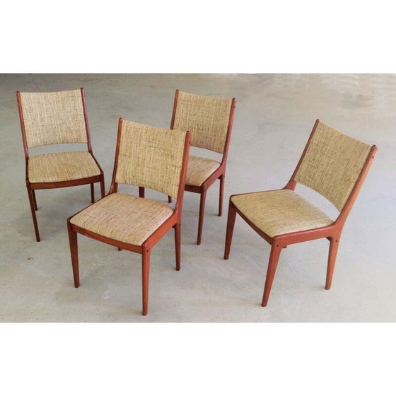 Image 1 of Set van 4 vintage teakhouten eetkamerstoelen, Johannes Andersen Inc. Herstoffering