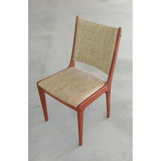 Image 1 of Set van 4 vintage teakhouten eetkamerstoelen, Johannes Andersen Inc. Herstoffering
