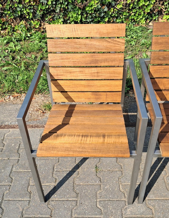 Image 1 of 4 Tribu Inox Natal Alu Teak Stoelen Met Tribu Kussens