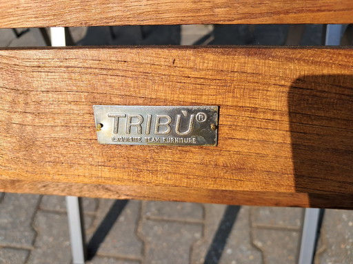 4 Tribu Inox Natal Alu Teak Stoelen Met Tribu Kussens