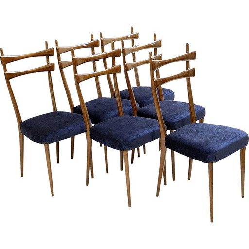 Set van 6 Italiaanse eetkamerstoelen uit de Mid Century