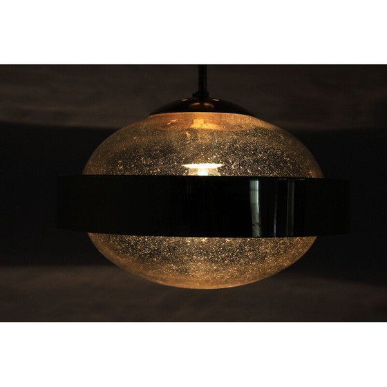 Image 1 of Vintage glazen en koperen hanglamp van Kamenický Šenov, 1970