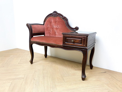 Vintage Roze Telefoonbankje, Gossip Bench