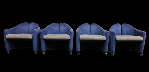 4X Tecno Ps142 Mobile Lounge Chairstecno Ps142 Lounge Chairs - Design Eugenio Gerli 