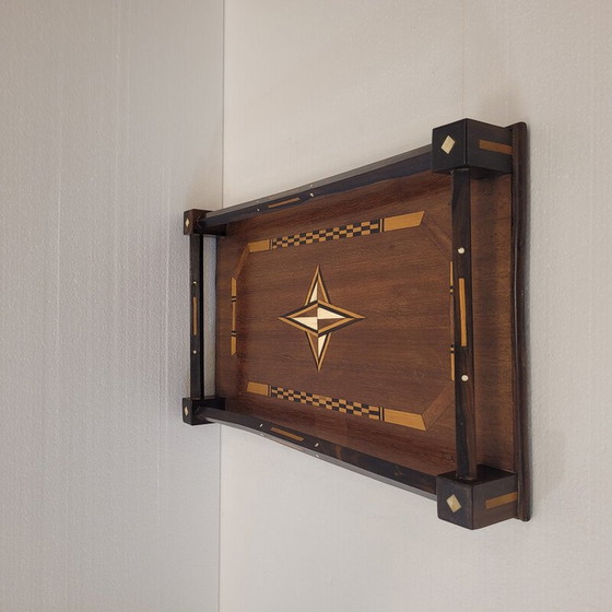 Image 1 of Vintage Art Deco dienblad in marqueterie en been, Frankrijk 1930