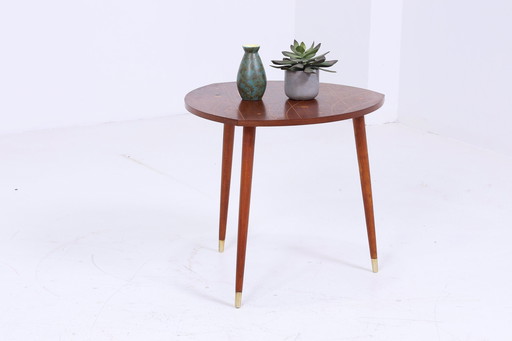 Vintage bijzettafel met inlegwerk | Mid Century tafel telefoon 60s retro