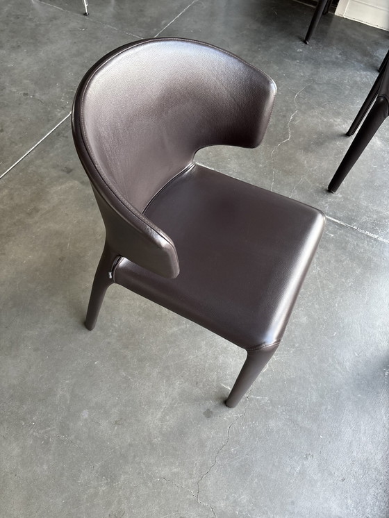 Image 1 of 4x Leren Cassina Hola 367 Stoelen