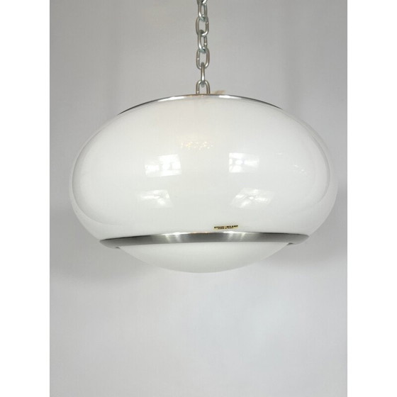 Image 1 of Vintage witte perspex en aluminium hanglamp van Stilux Milano, 1960