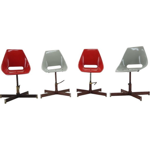 Set van 4 vintage industriële stoelen, 1960