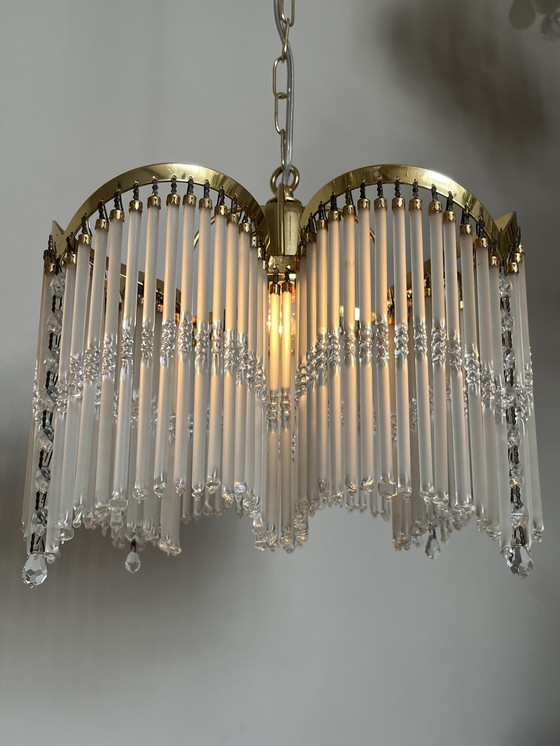 Image 1 of 4 bogen art deco stijl hanglamp staafjes kroonluchter 80’s 