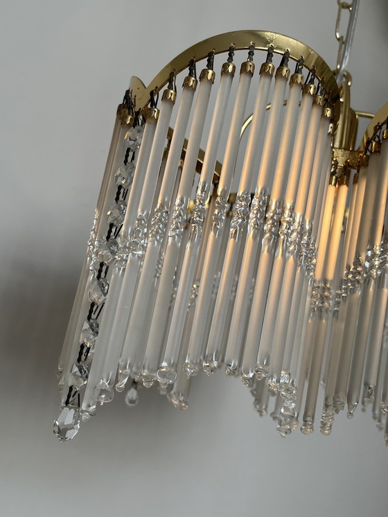 Image 1 of 4 bogen art deco stijl hanglamp staafjes kroonluchter 80’s 