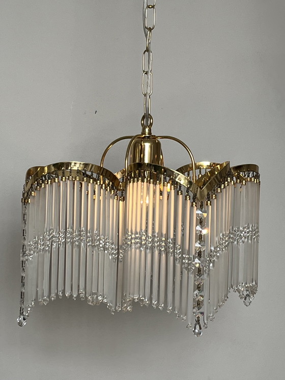 Image 1 of 4 bogen art deco stijl hanglamp staafjes kroonluchter 80’s 