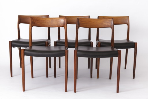 5 Niels Moller Stoelen, 1950S, Model 77, Deens, Palissander