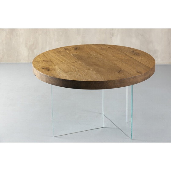 Image 1 of Vintage ronde eettafel met glazen poten van Lago, Italië 2000