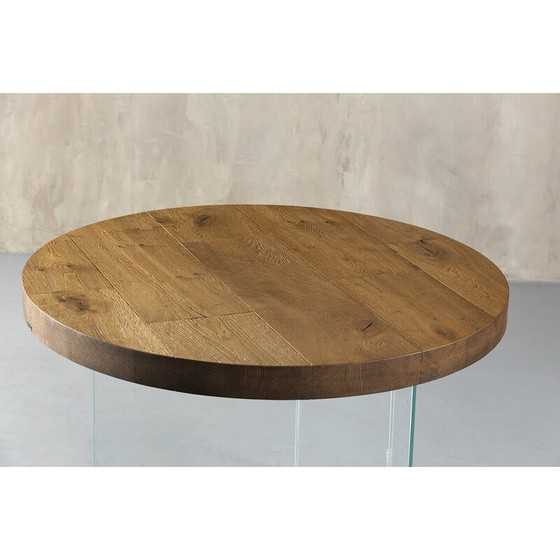 Image 1 of Vintage ronde eettafel met glazen poten van Lago, Italië 2000