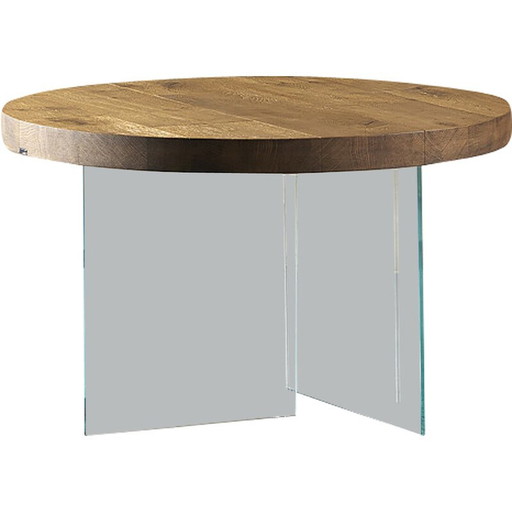 Vintage ronde eettafel met glazen poten van Lago, Italië 2000