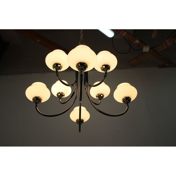 Image 1 of Vintage kroonluchter in metaal, glas en messing, Duitsland 1990